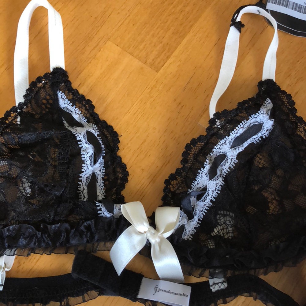 Jesus Fernandez black lace bra and panty set
